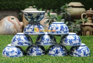 Bát ăn cơm vẽ bách nhi