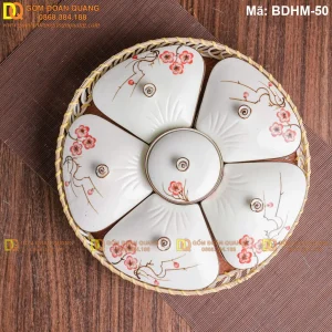 Bộ 5 hộp đựng bánh kẹo tết tạo hình trong khay tròn mã BDHM-50