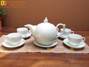 Bộ ấm chén chóp lửa trắng 450ml