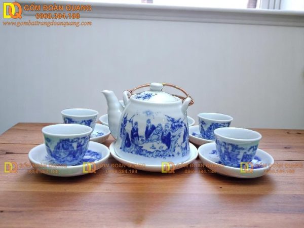 Bộ ấm trà giả vuốt vẽ tay