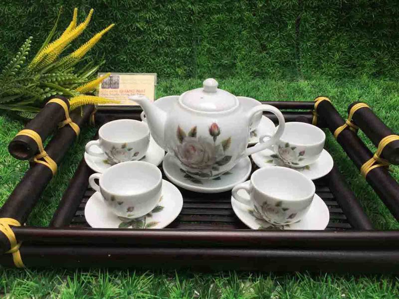 Bộ ấm chén hoa bưởi, hoa hồng