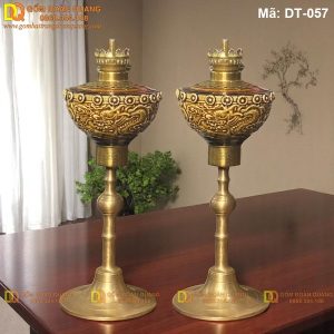 Bộ đèn thờ kèm tim bấc và bóng thủy tinh mã DT-057