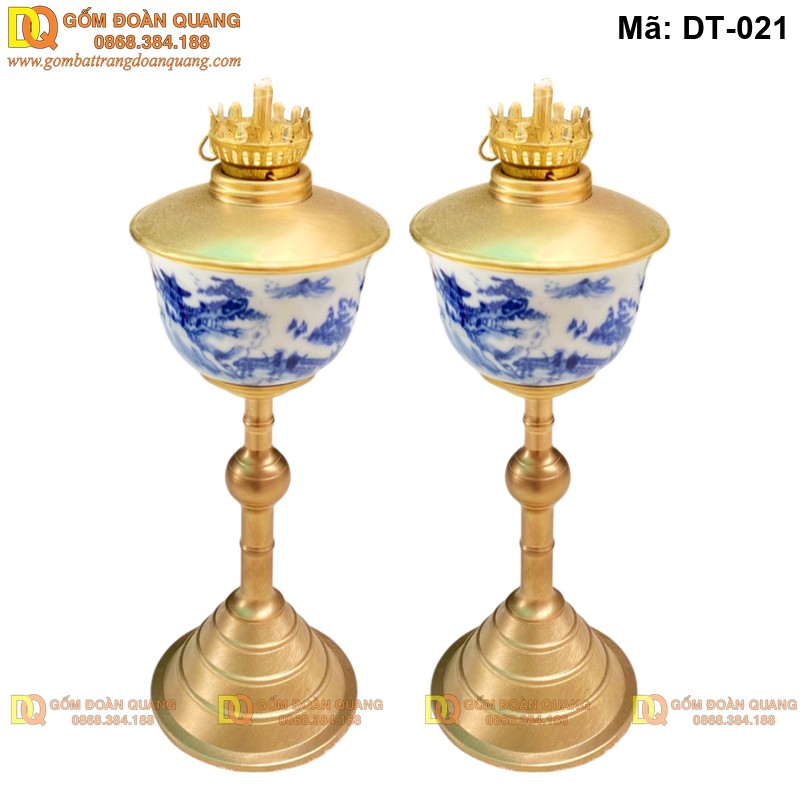 Các loại đèn thờ Bát Tràng - Mẫu đèn đốt dầu lưu ly mã DT-021 - Ảnh 2