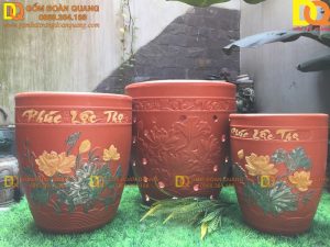 Chậu Bom bộ 3 Sen Phúc Lộc Thọ