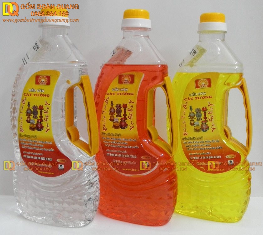 Dầu đốt đèn lưu ly bộ 3 màu - Chai 1,8 lít