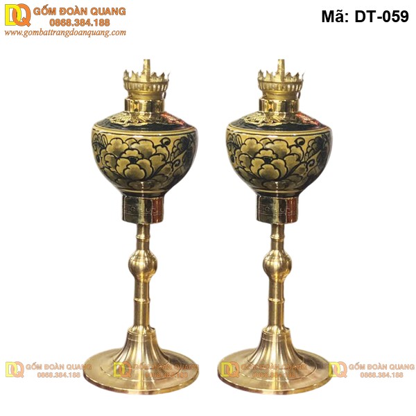Đèn chưng bàn thờ vẽ tay hàng nghệ nhân làng gốm mã DT-059 - Ảnh 2
