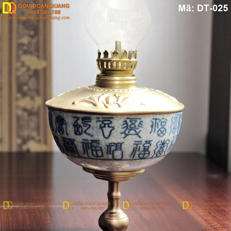 Đèn dầu bàn thờ gốm sứ Bát Tràng cao cấp mã DT-025