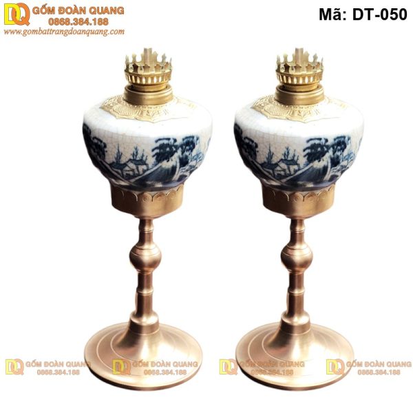 Đèn đốt dầu men rạn dáng vai vuông mã DT-050 - Ảnh 2