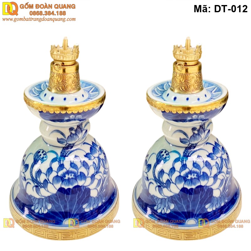 Chi tiết đèn thờ đẹp men lam Bát Tràng mã DT-012 Chi tiết đèn thờ đẹp men lam Bát Tràng mã DT-012