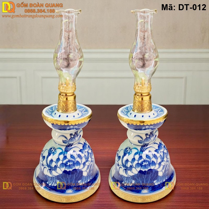 Bộ đèn thờ và đồ thờ cúng Bát Tràng mã DT-012 Bộ đèn thờ và đồ thờ cúng Bát Tràng mã DT-012