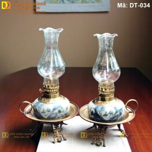Đèn thờ đẹp men rạn kiểu cổ kê đĩa đồng mã DT-034