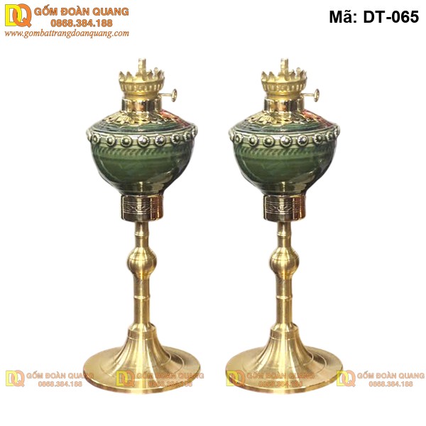 Đèn thờ dùng dầu chân đồng kiểu cổ mã DT-065 - Ảnh 2