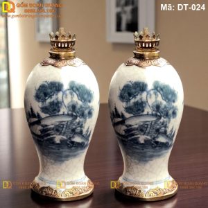 Đèn trang trí bàn thờ đẹp men rạn mã DT-024