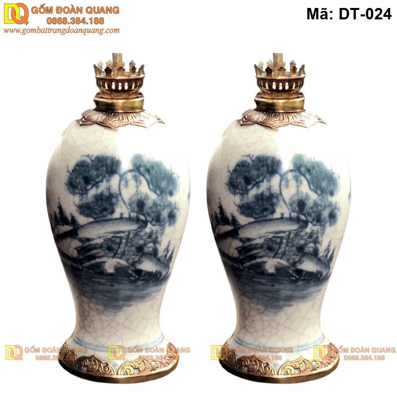 Đèn trang trí bàn thờ đẹp men rạn mã DT-024 – Ảnh 2