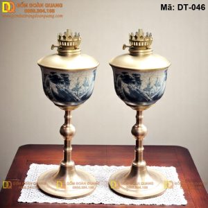 Đèn trang trí bàn thờ gốm sứ men rạn mã DT-046