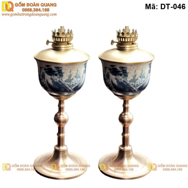 Đèn trang trí bàn thờ gốm sứ men rạn mã DT-046 - Ảnh 2