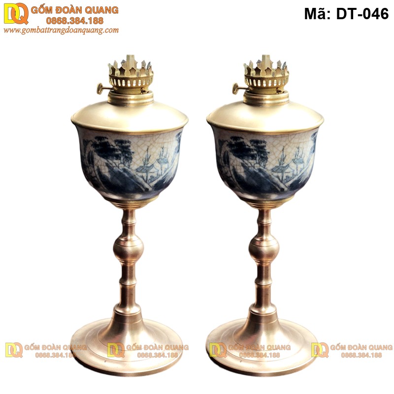 Đèn trang trí bàn thờ gốm sứ men rạn mã DT-046 - Ảnh 2