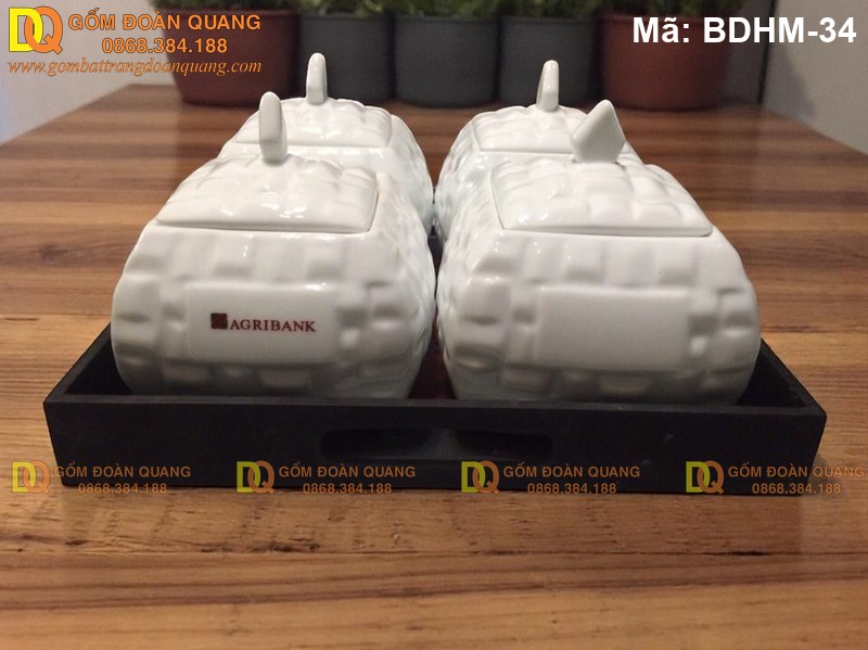 Hộp đựng bánh kẹo bằng sứ dáng vuông mã BDHM-34 - Ảnh 2