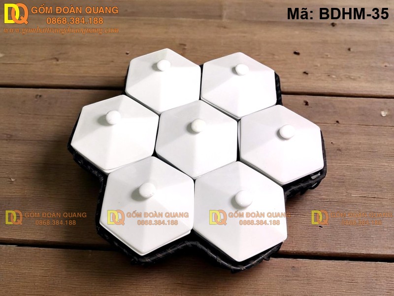 Hộp đựng bánh kẹo tết dáng lục giác mã BDHM-35 - Ảnh 2