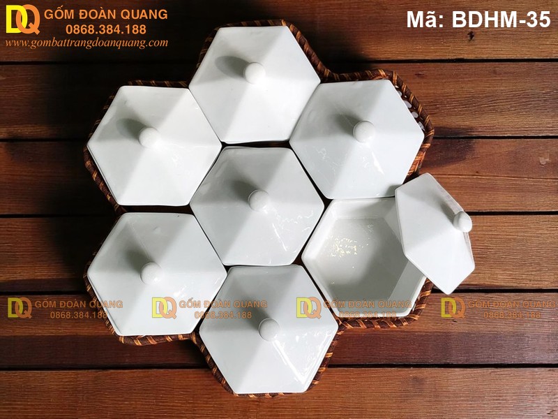 Hộp đựng bánh kẹo tết dáng lục giác mã BDHM-35