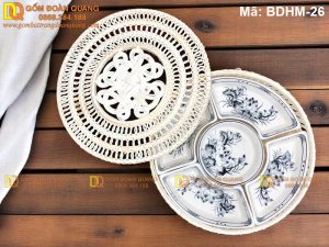 Hộp mứt tết tròn 6 món, 4 cánh mã BDHM-26