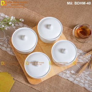 Hũ bánh kẹo tết đẹp - Bộ 4 hũ sứ trắng mã BDHM-40