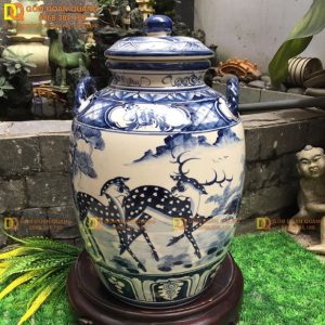 Hũ ngâm rượu Bát Tràng vẽ nai 35 lít