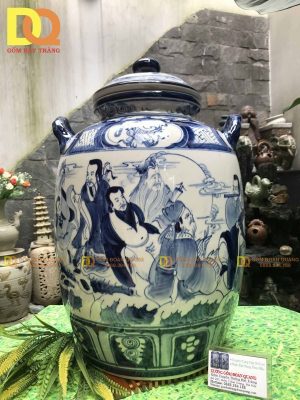 Hũ sành ngâm rượu vẽ bát tiên 35 lít