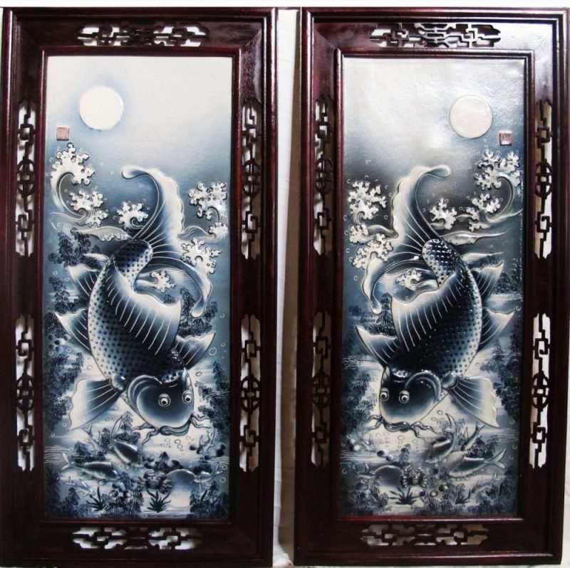 Tranh Lý Ngư Vọng Nguyệt Bát Tràng
