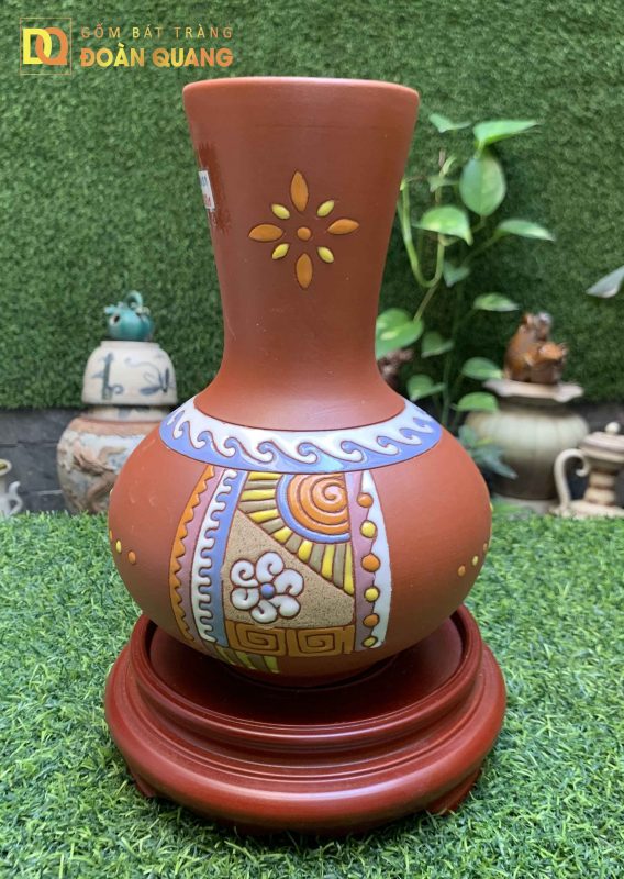 Lọ hoa gốm Bát Tràng dáng tỏi miệng loe