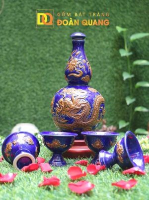 Bộ nậm rượu men thúy lam