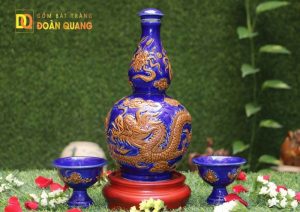 Nậm rượu hồ lô men thúy lam