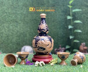 Bộ nậm rượu men hoàng thổ chuẩn gốm sứ Bát Tràng