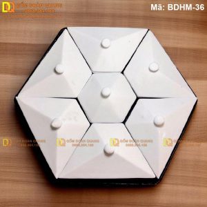 Khay đựng bánh kẹo cao cấp sứ trắng luc giác mã BDHM-36 - Ảnh 2