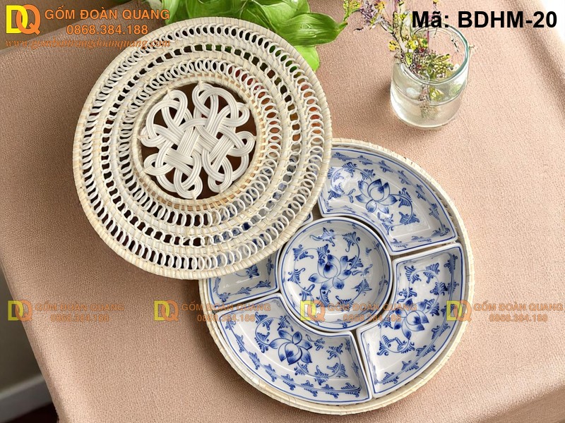 Khay đựng mứt gốm Bát Tràng mã BDHM-20