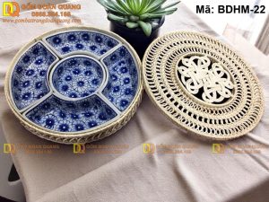 Khay đựng mứt kẹo bằng gốm sứ Bát Tràng mã BDHM-22
