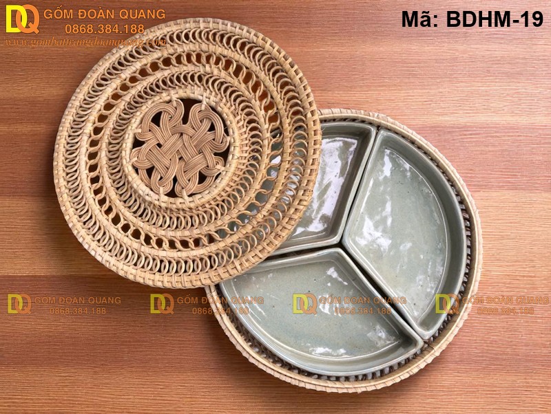 Khay đựng mứt tết sang trọng men hỏa biến mã BDHM-19