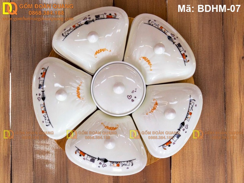 Khay mứt Bát Tràng đẹp sang trọng mã BDHM-07