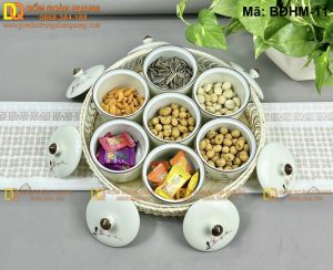 Khay sứ đựng mứt cao cấp sang trọng mã BDHM-11