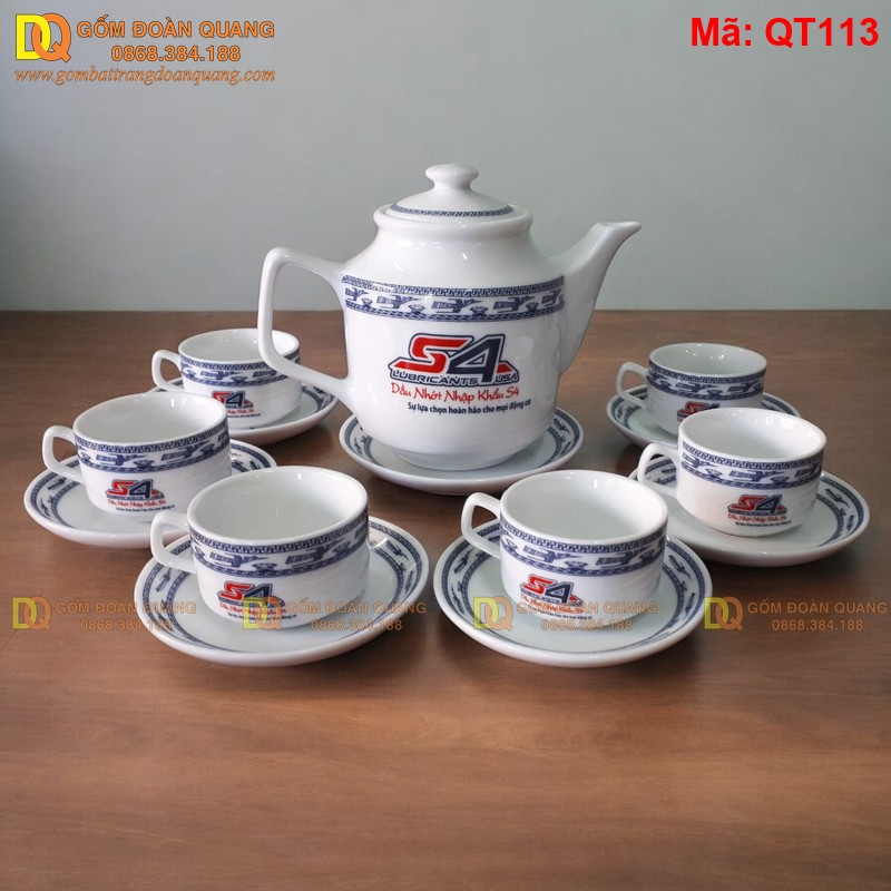 Mua bộ ấm chén in logo quà tặng