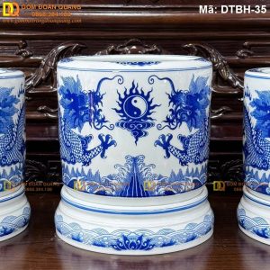 Bát hương Bát Tràng đẹp vẽ tay cảnh Rông mã DTBH-35 - Ảnh 2