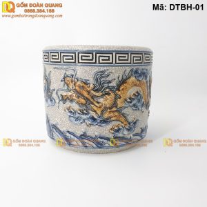 Bát hương Bát Tràng men rạn đắp nổi mã DTBH-01
