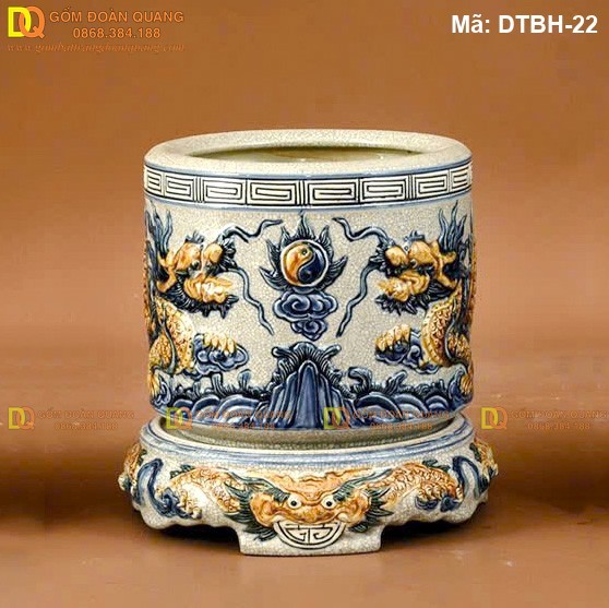 Bát hương cảnh Rồng cho bàn thờ gia tiên mã DTBH-22 - Ảnh 2