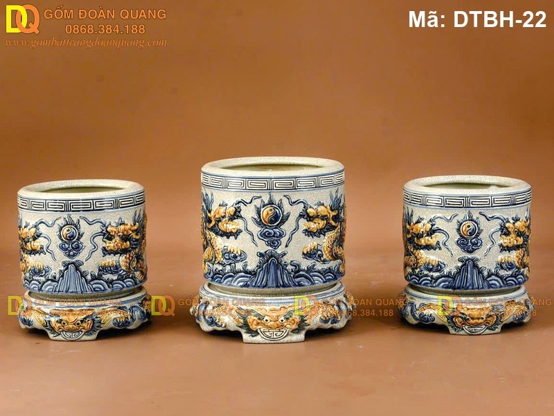 Bát hương cảnh Rồng cho bàn thờ gia tiên mã DTBH-22