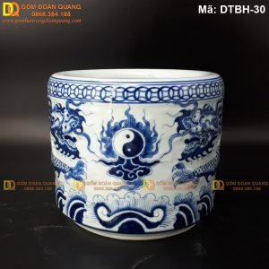 Bát hương đẹp men lam nổi mã DTBH-30