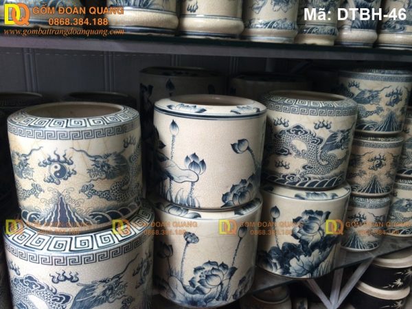 Bát hương giá rẻ men rạn trơn cảnh Rồng mã DTBH-46 - Ảnh 2