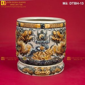Bát hương loại đẹp men rạn đắp nổi cao cấp mã DTBH-13