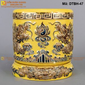 Bát hương màu vàng đắp nổi mạ vàng mã DTBH-47