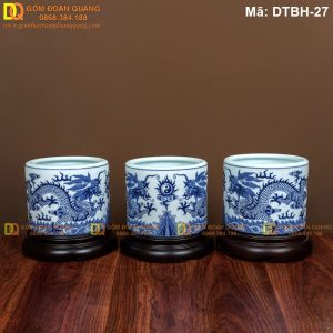 Bát hương men lam cảnh Lương Long Tranh Châu mã DTBH-27
