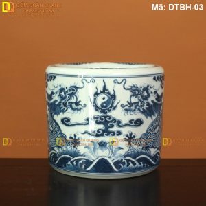 Bát hương men lam huế vẽ rồng cao cấp mã DTBH-03